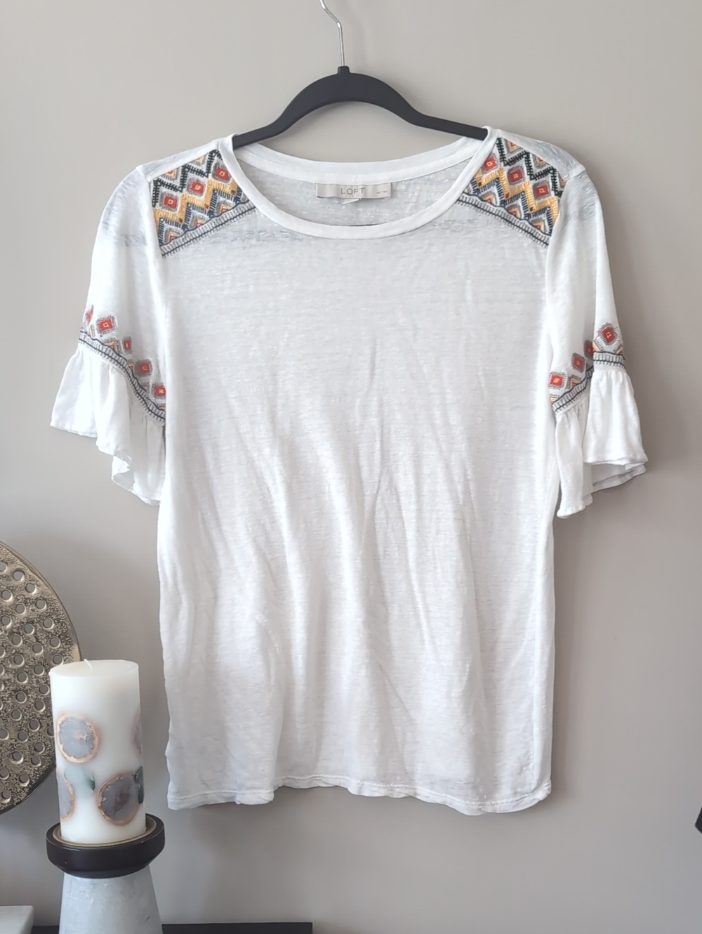 Loft Emboidered Linen Blend Tee